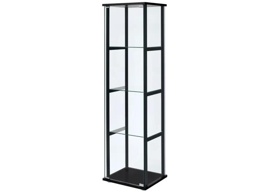 Cyclamen 4-shelf Glass Curio Cabinet Black and Clear