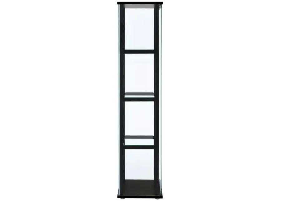 Cyclamen 4-shelf Glass Curio Cabinet Black and Clear