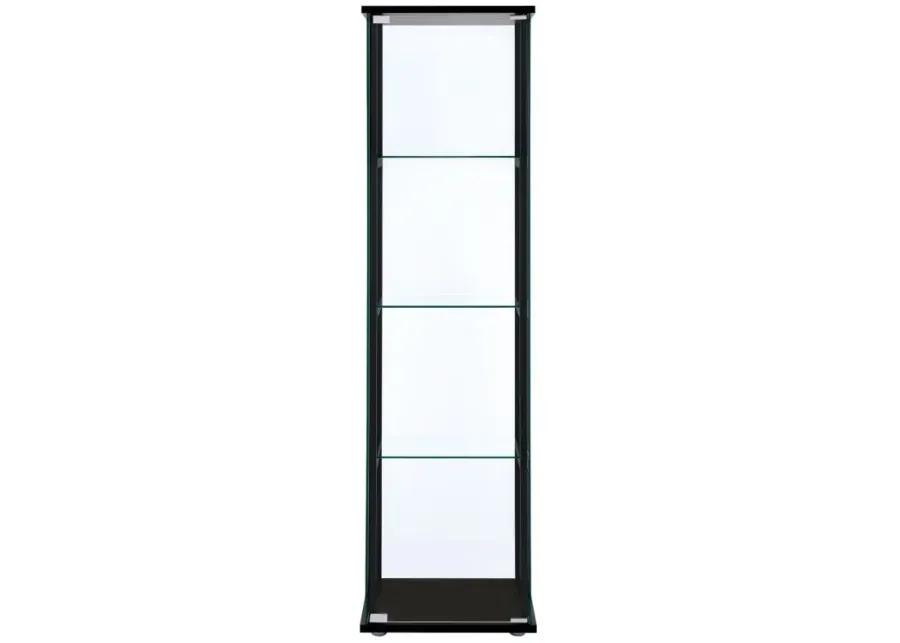 Cyclamen 4-shelf Glass Curio Cabinet Black and Clear