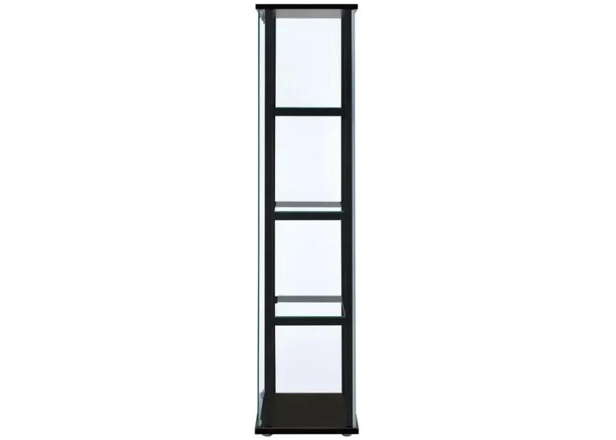 Cyclamen 4-shelf Glass Curio Cabinet Black and Clear