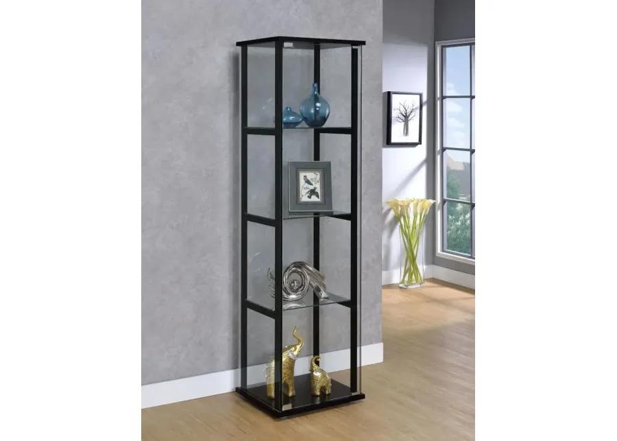 Cyclamen 4-shelf Glass Curio Cabinet Black and Clear