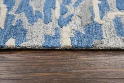 Vogue Blue Abstract Wool 2'6" x 8' Runner Rug