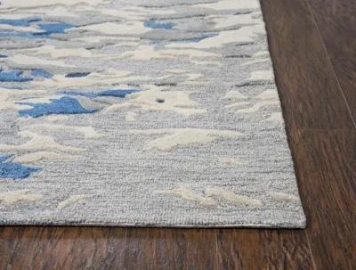 Vogue Blue Abstract Wool 2'6" x 8' Runner Rug