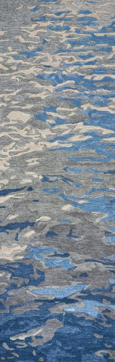 Vogue Blue Abstract Wool 2'6" x 8' Runner Rug