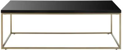 Teresa Rectangle Coffee Table in High Gloss Black with Matte Brushed Gold Frame