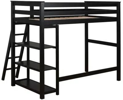 Anica 3-shelf Wood Twin Loft Bed Black