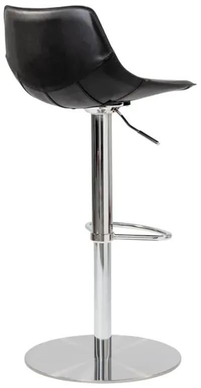 Rudy Adjustable Swivel Bar/Counter Stool in Black with Brushed Stainless Steel Base