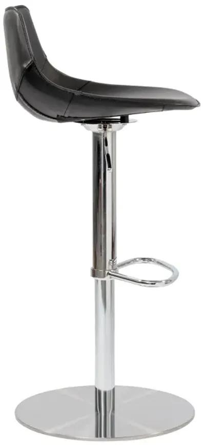 Rudy Adjustable Swivel Bar/Counter Stool in Black with Brushed Stainless Steel Base