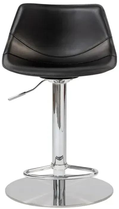 Rudy Adjustable Swivel Bar/Counter Stool in Black with Brushed Stainless Steel Base