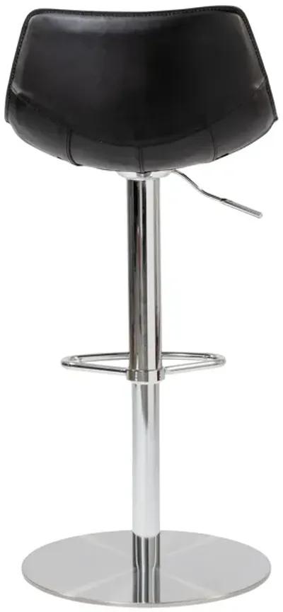 Rudy Adjustable Swivel Bar/Counter Stool in Black with Brushed Stainless Steel Base