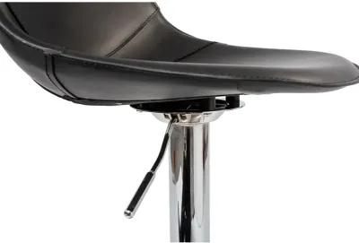 Rudy Adjustable Swivel Bar/Counter Stool in Black with Brushed Stainless Steel Base