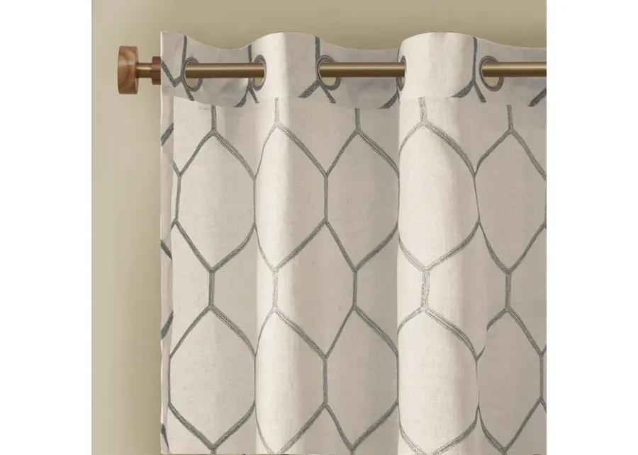 Madison Park Brooklyn Grey Metallic Geo Embroidered Curtain Panel