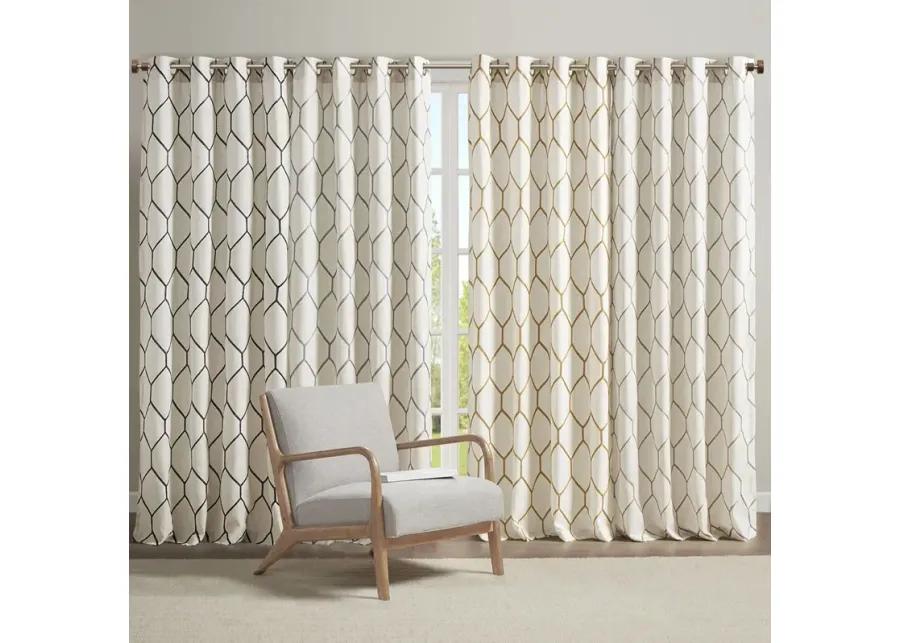 Madison Park Brooklyn Grey Metallic Geo Embroidered Curtain Panel