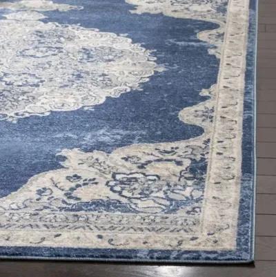 Brentwood 867 Navy / Light Grey 2' X 16' Runner Powerloomed Rug