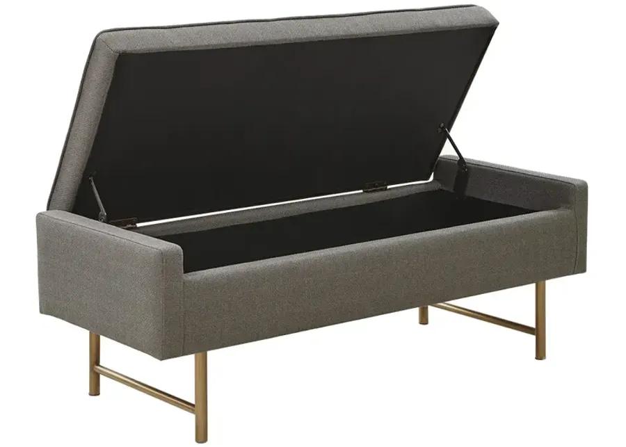 Madison Park Heath Grey Soft Close Storage Accent Bench