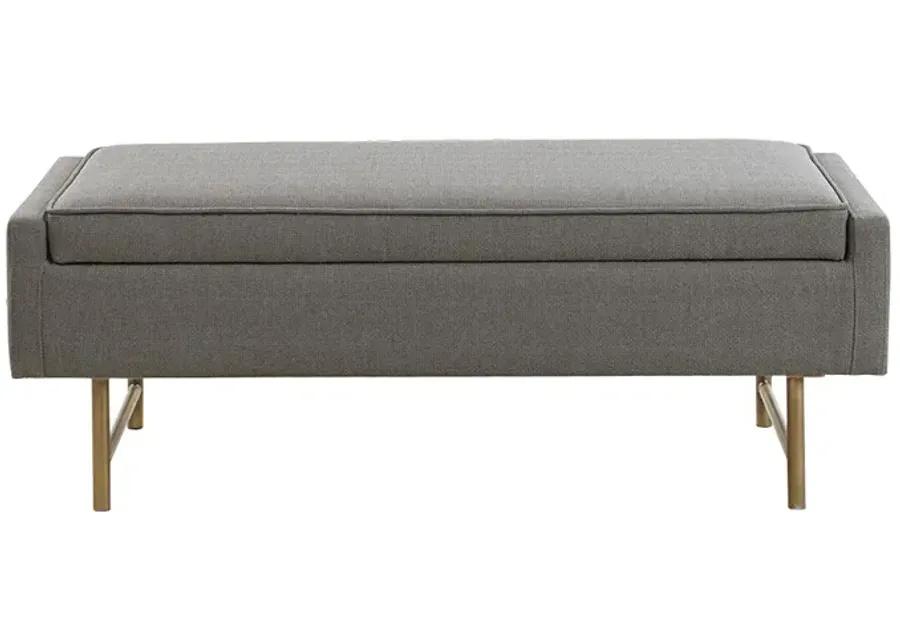 Madison Park Heath Grey Soft Close Storage Accent Bench