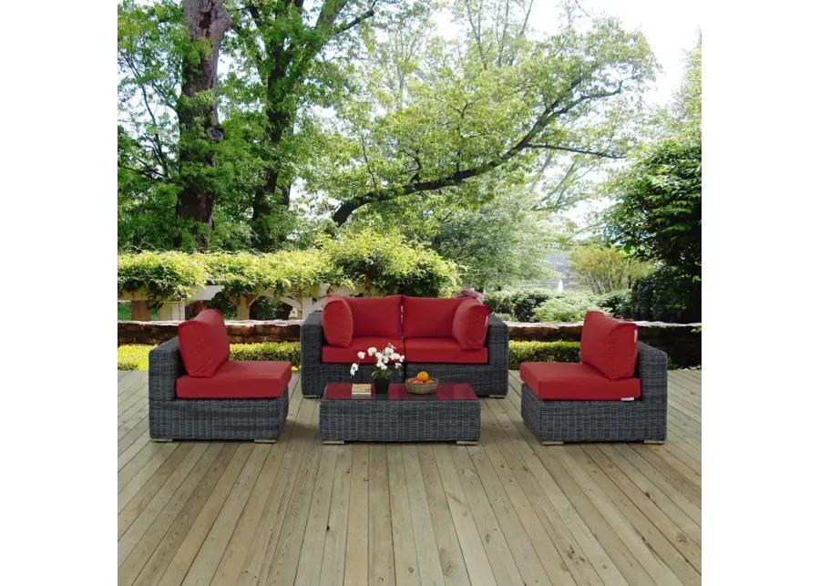 Summon 5 Piece Outdoor Patio Sunbrella® Sectional Set