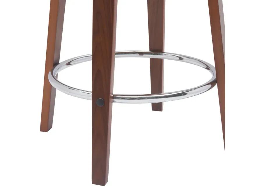 Pico 26" Swivel Walnut Wood Counter Stool in Cream Faux Leather with Chrome