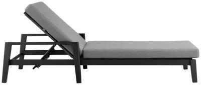 Cayman Outdoor Patio Adjustable Chaise Lounge Chair in Aluminum with Grey Cushions