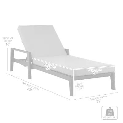 Cayman Outdoor Patio Adjustable Chaise Lounge Chair in Aluminum with Grey Cushions