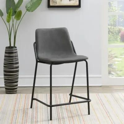 Earnest Solid Back Upholstered Counter Height Stools Grey and Black (Set of 2)