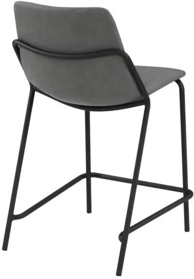 Earnest Solid Back Upholstered Counter Height Stools Grey and Black (Set of 2)