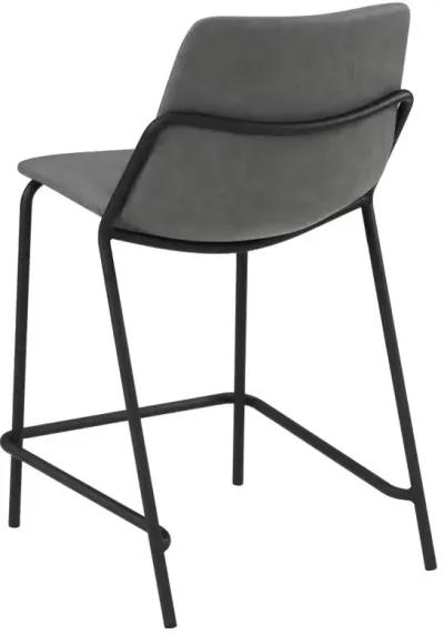 Earnest Solid Back Upholstered Counter Height Stools Grey and Black (Set of 2)