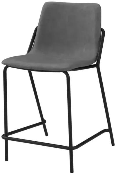 Earnest Solid Back Upholstered Counter Height Stools Grey and Black (Set of 2)