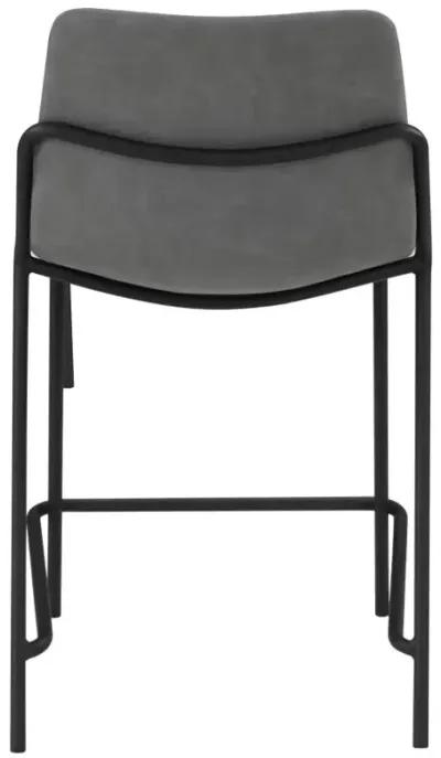 Earnest Solid Back Upholstered Counter Height Stools Grey and Black (Set of 2)