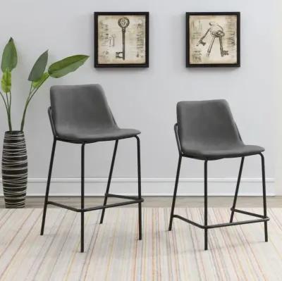 Earnest Solid Back Upholstered Counter Height Stools Grey and Black (Set of 2)