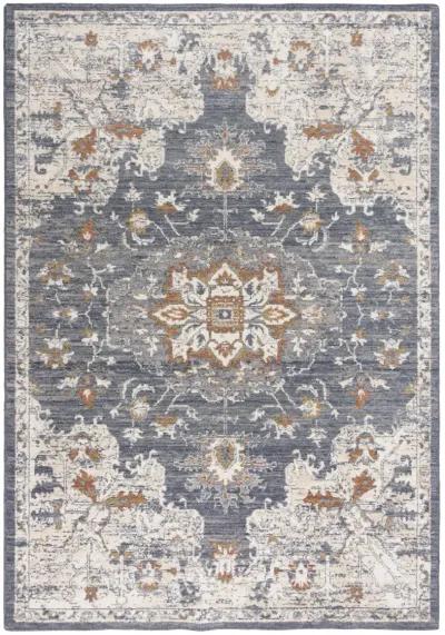 Ventura Blue Medallion Washed Wool 8' x 10' Rectangle Rug