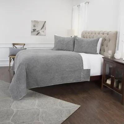 Anthony Queen Medallion Solid Gray Quilt