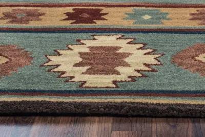 Southwest Green Southwest/Tribal Wool 9'x12' Rectangle Rug