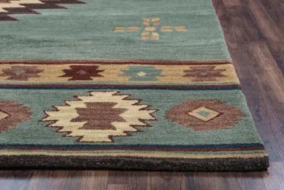 Southwest Green Southwest/Tribal Wool 9'x12' Rectangle Rug