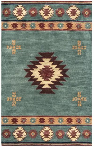 Southwest Green Southwest/Tribal Wool 9'x12' Rectangle Rug