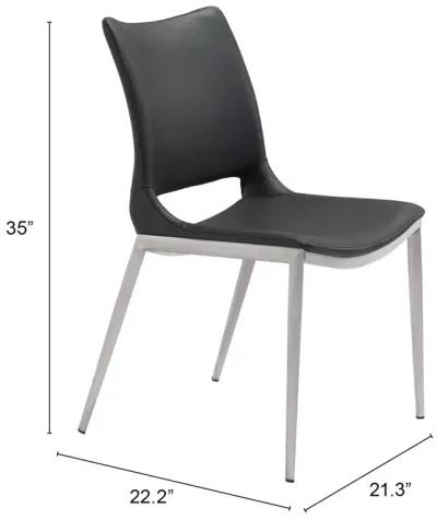 Ace Dining Chair (Set of 2) Black & Silver