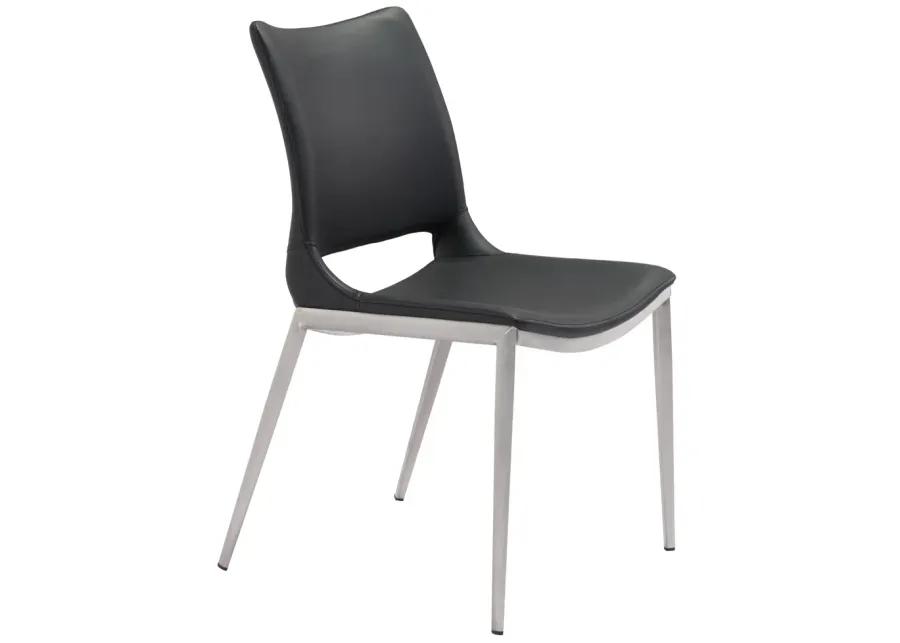 Ace Dining Chair (Set of 2) Black & Silver