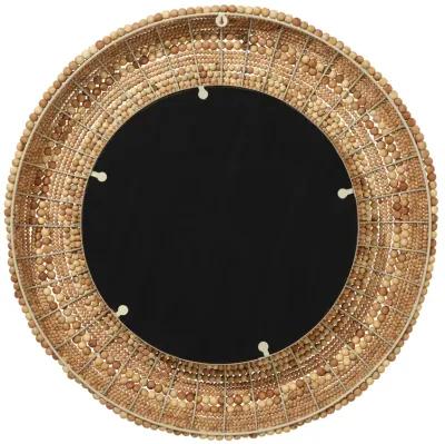 Strand Wood Beaded Round Mirror, Natural