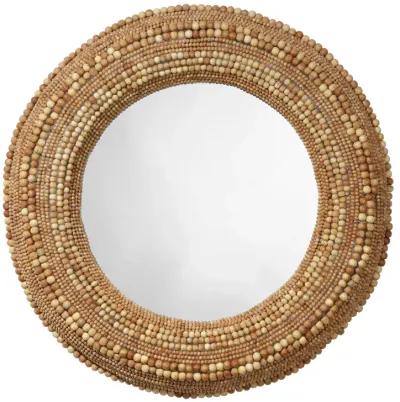 Strand Wood Beaded Round Mirror, Natural