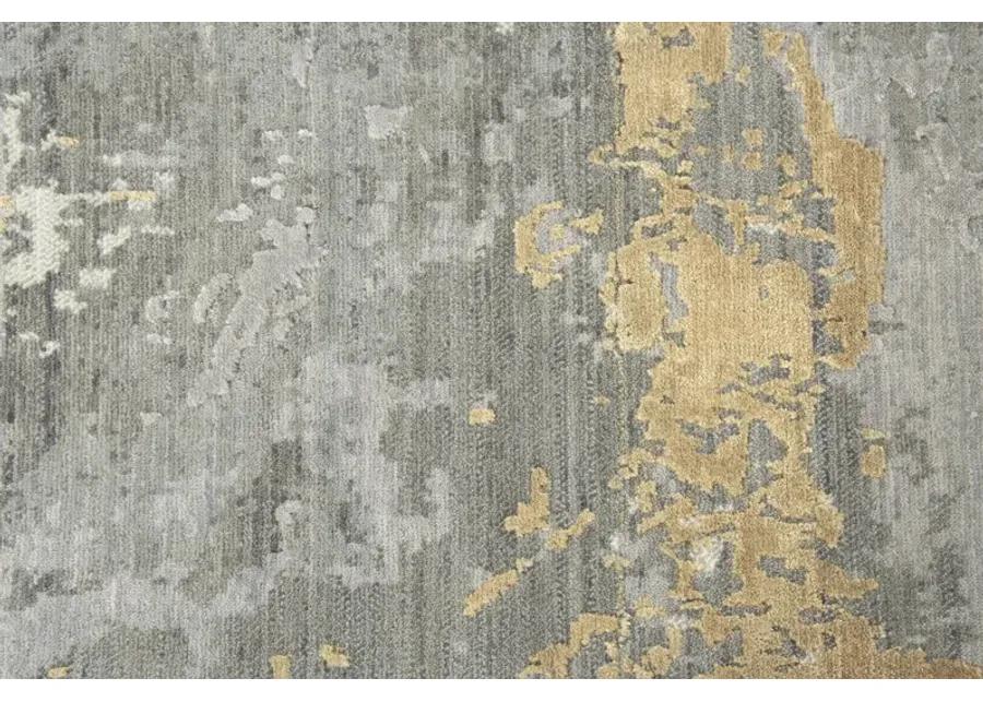 Artistry Gray Abstract NZ Wool/Tencel Blend 10' x 13' Rectangle Rug