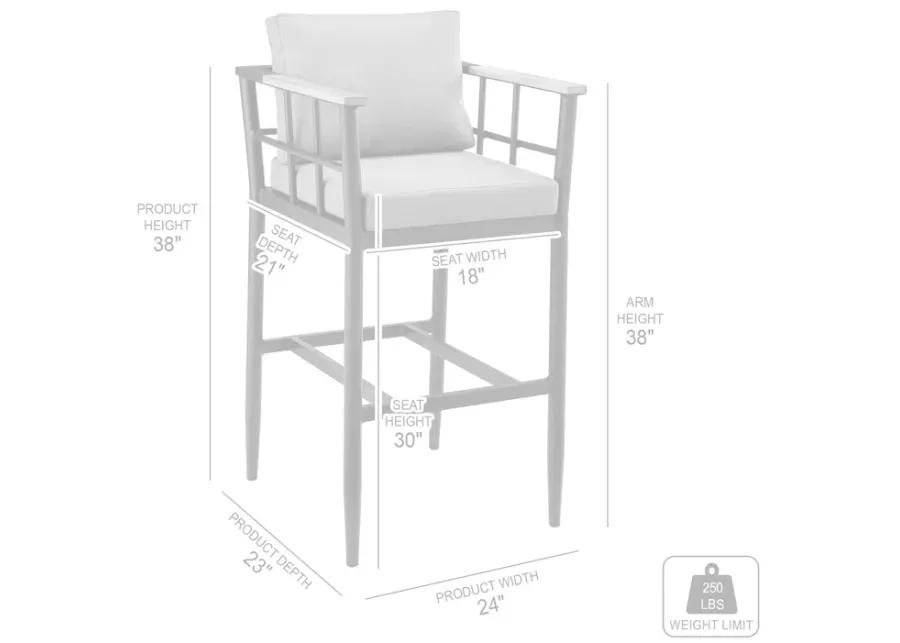 Orlando Outdoor Patio 5-Piece Bar Table Set in Aluminum with Grey Cushions