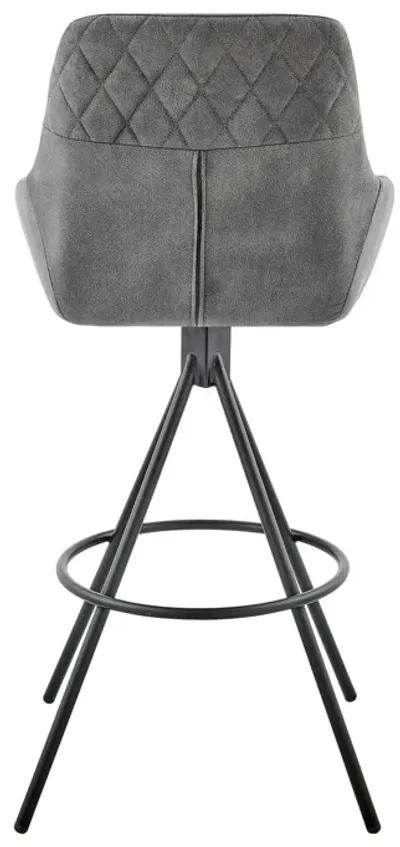 Odessa 30" Bar Height Bar Stool in Charcoal Fabric and Black Finish