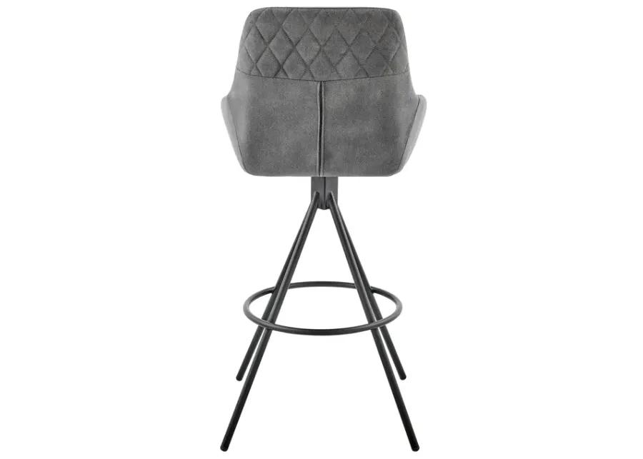 Odessa 30" Bar Height Bar Stool in Charcoal Fabric and Black Finish