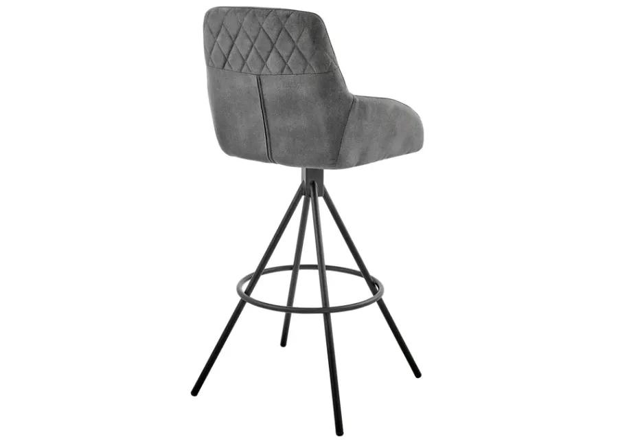 Odessa 30" Bar Height Bar Stool in Charcoal Fabric and Black Finish