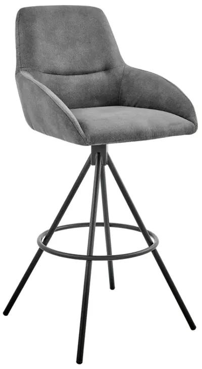 Odessa 30" Bar Height Bar Stool in Charcoal Fabric and Black Finish