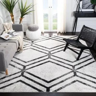 ADIRONDACK Contemporary Ivory / Charcoal 2'-6" X 10' Powerloomed Rug