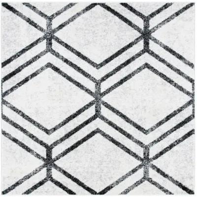 ADIRONDACK Contemporary Ivory / Charcoal 2'-6" X 10' Powerloomed Rug