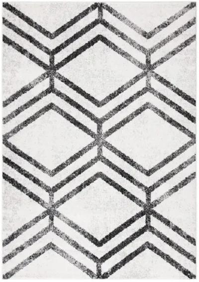 ADIRONDACK Contemporary Ivory / Charcoal 2'-6" X 10' Powerloomed Rug