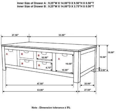 Esther 6-drawer Storage Coffee Table Natural Sheesham