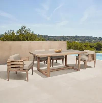 Vivid Outdoor Patio Dining Chair in Light Eucalyptus Wood with Taupe Olefin Cushions